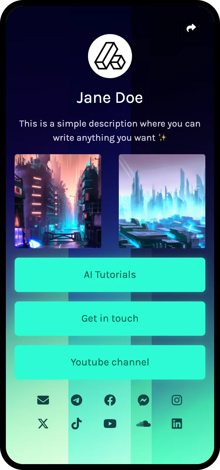 Zrzut ekranu przykładów stron biolink