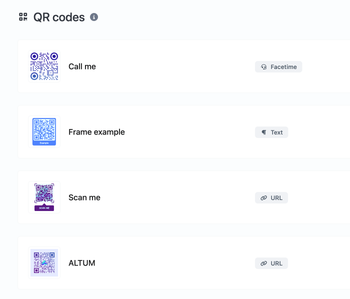 Zrzut ekranu strony systemu kodów QR aplikacji